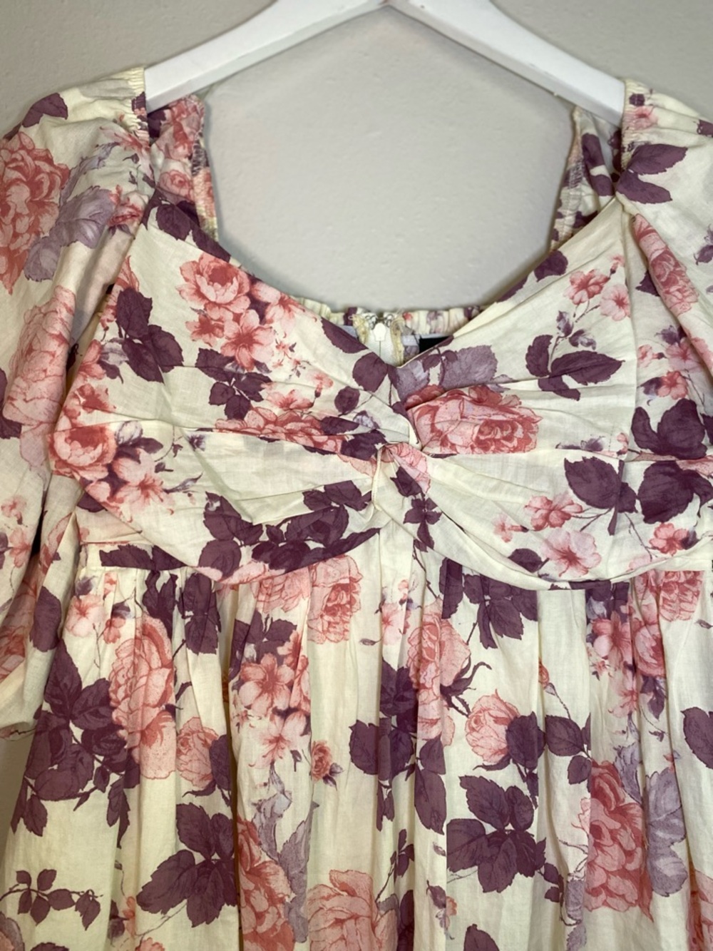 Trixxi Floral Puff Sleeve Mini Dress Size Large Romantic Boho Cottagecore - Picture 4 of 16
